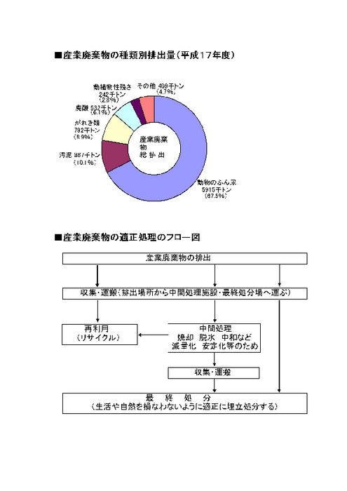 産業廃棄物の種類別排出量・適正処理のフロー図