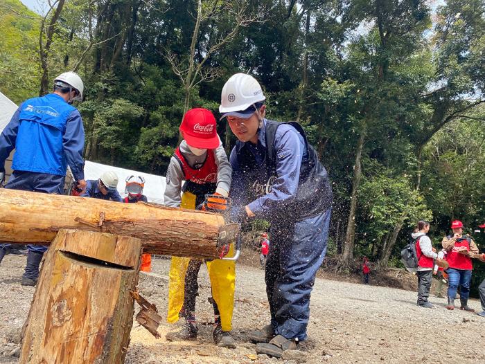 丸太輪切り体験