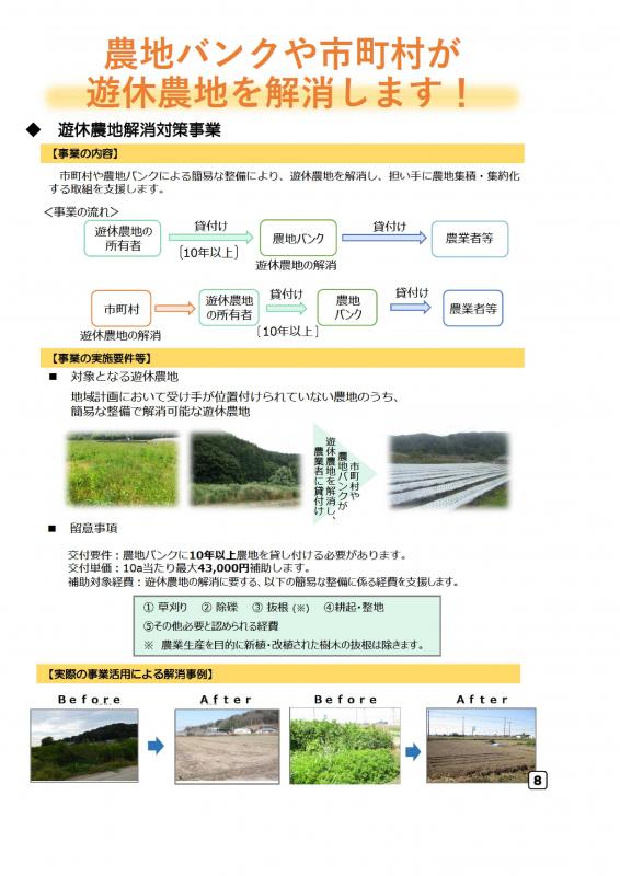 農地バンクや市町村が遊休農地を解消します