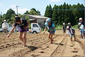そばの種まきによる地区住民の交流（霧島市永水地区）