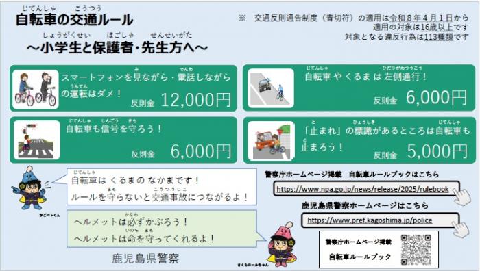 自転車青切符チラシ（横・小学生向け）